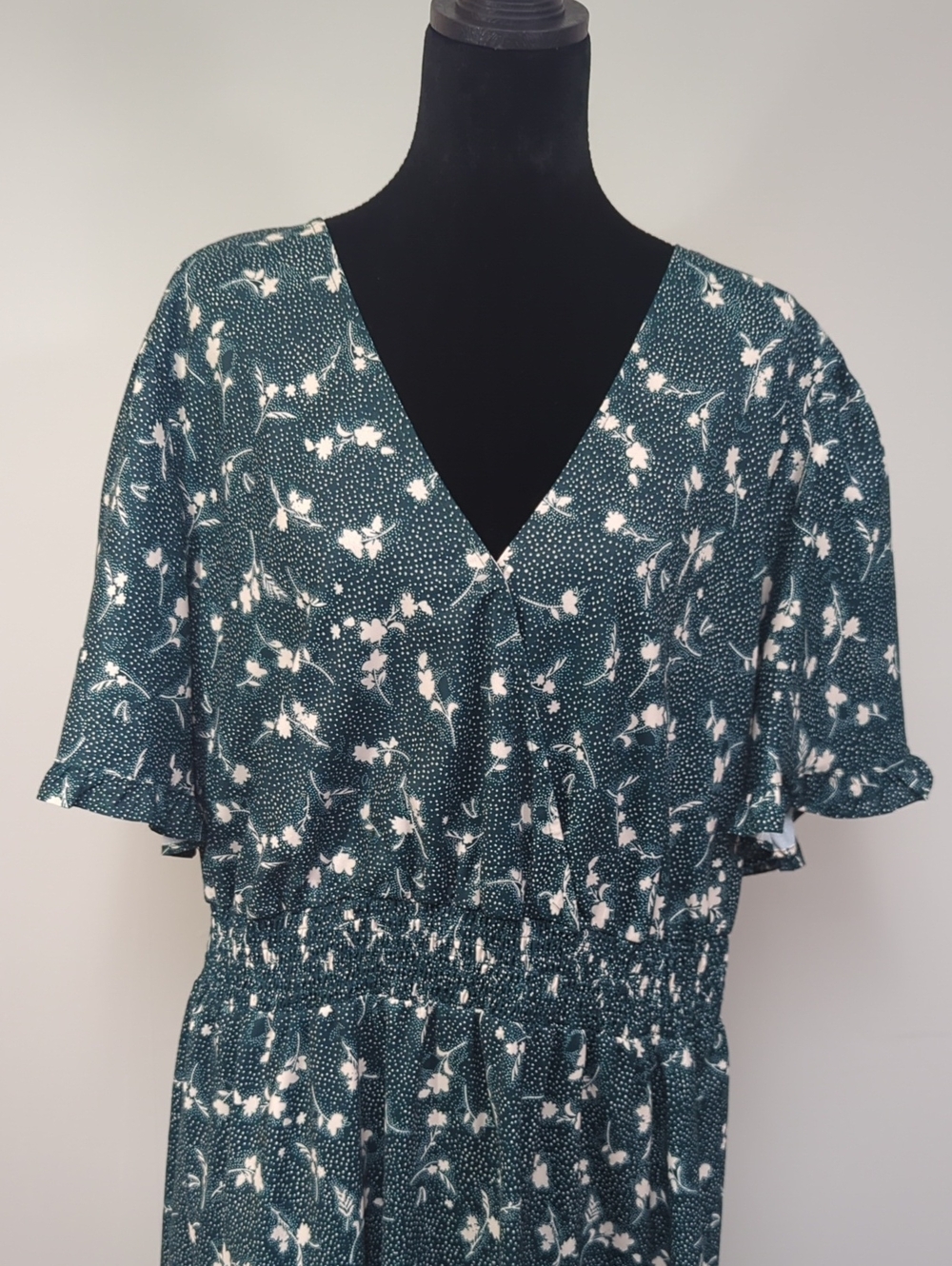 BloomChic Green Floral Smocked Waist Maxi Dress Size 18 Plus Size